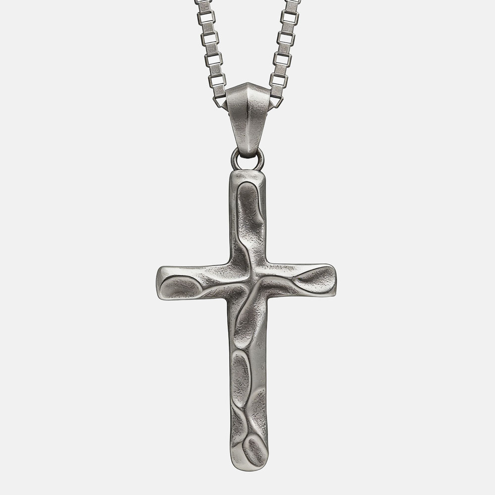 Meteorite Cross Christian 925 Sterling Silver Necklace