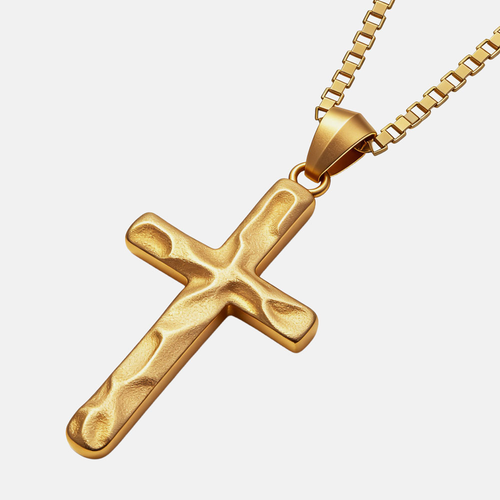 Meteorite Cross Christian 925 Sterling Silver Necklace