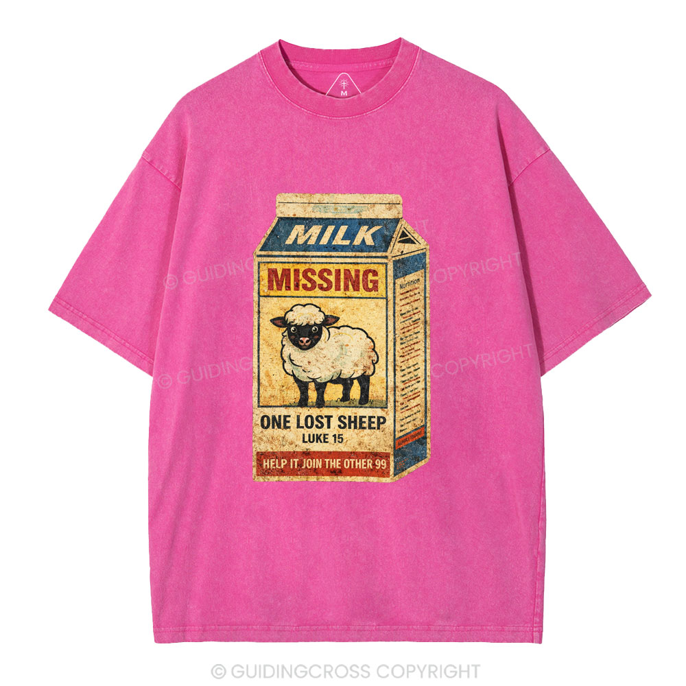 Milk Missing One Lost Sheep Christian Washed T-Shirt