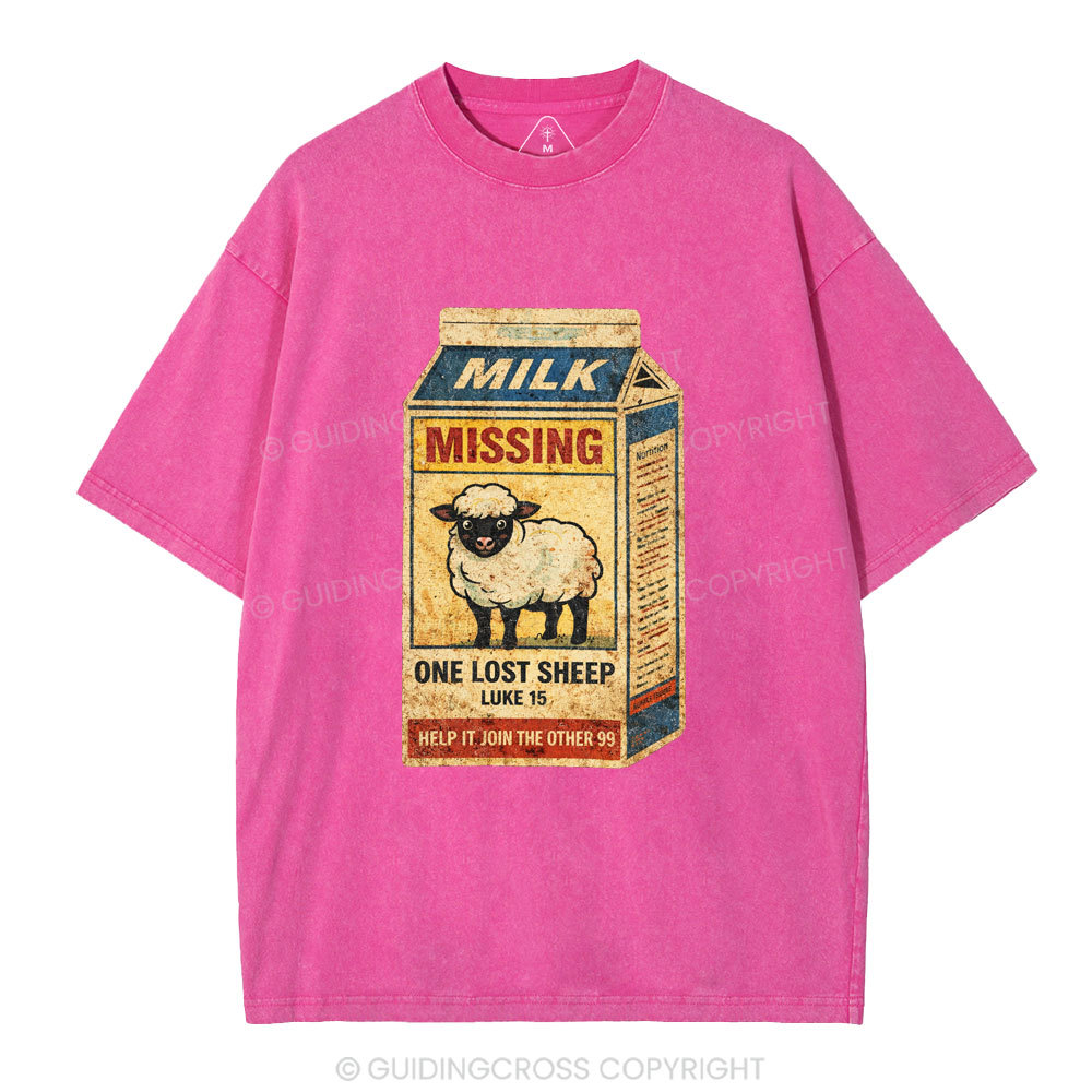 Milk Missing One Lost Sheep Christian Washed T-Shirt