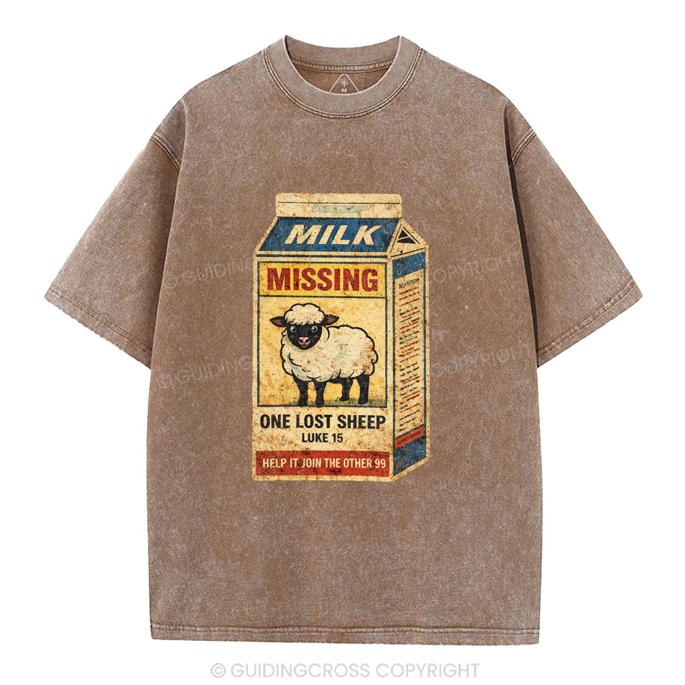 Milk Missing One Lost Sheep Christian Washed T-Shirt