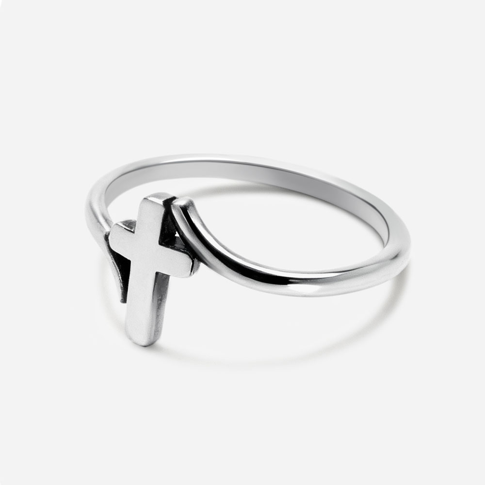 Minimalist Cross Christian 925 Sterling Silver Ring