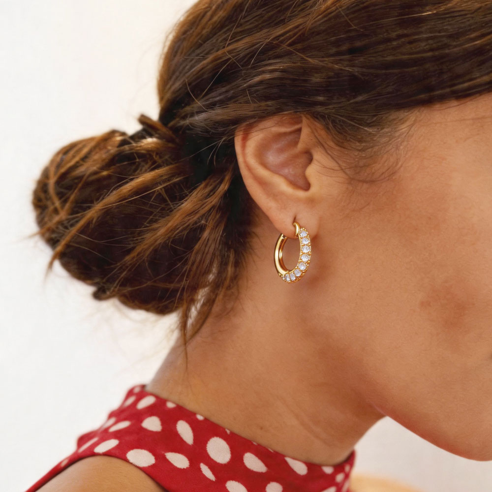 CZ-Encrusted Minimalist Faith Stainless Steel Earrings