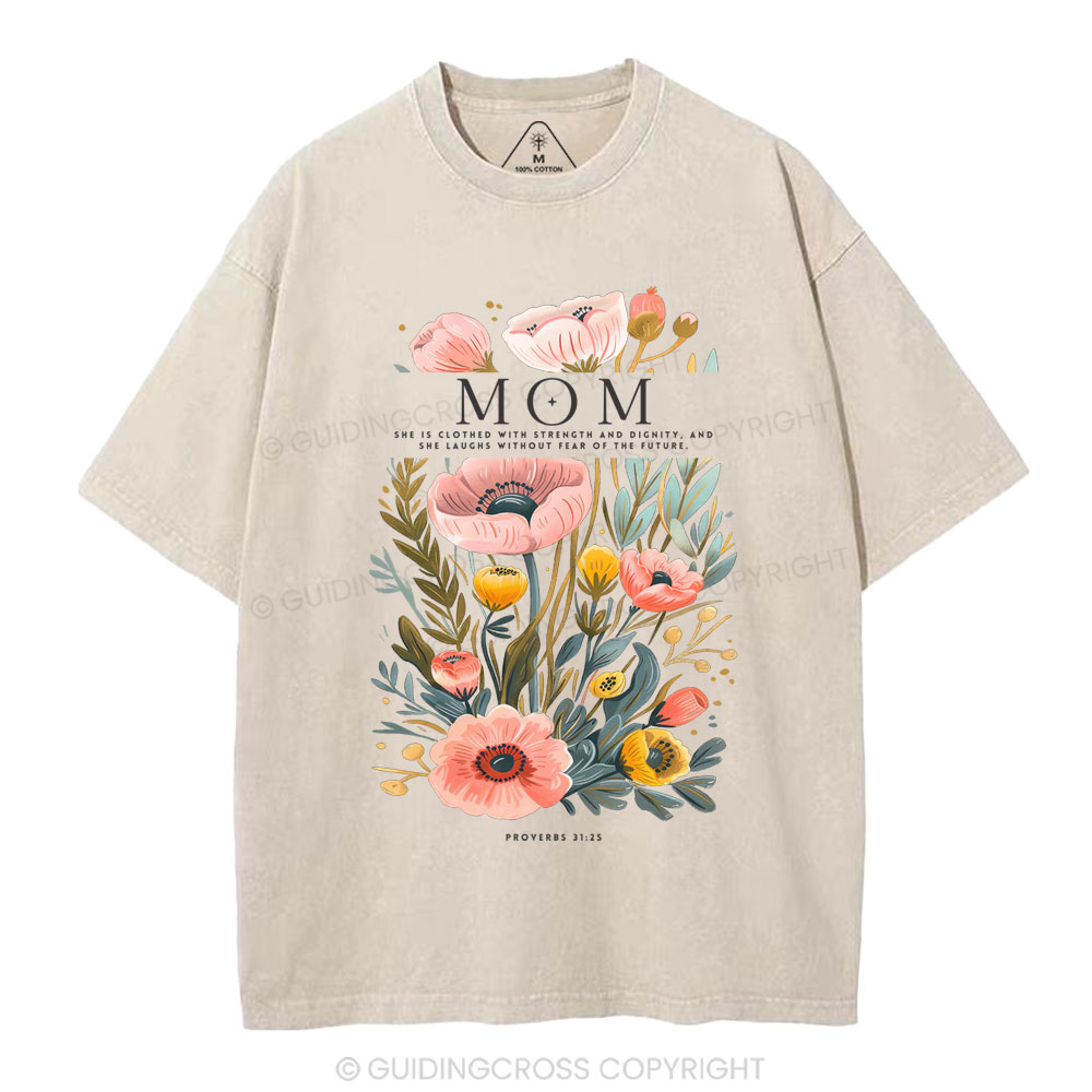 Mom Flower Christian Washed T-Shirt