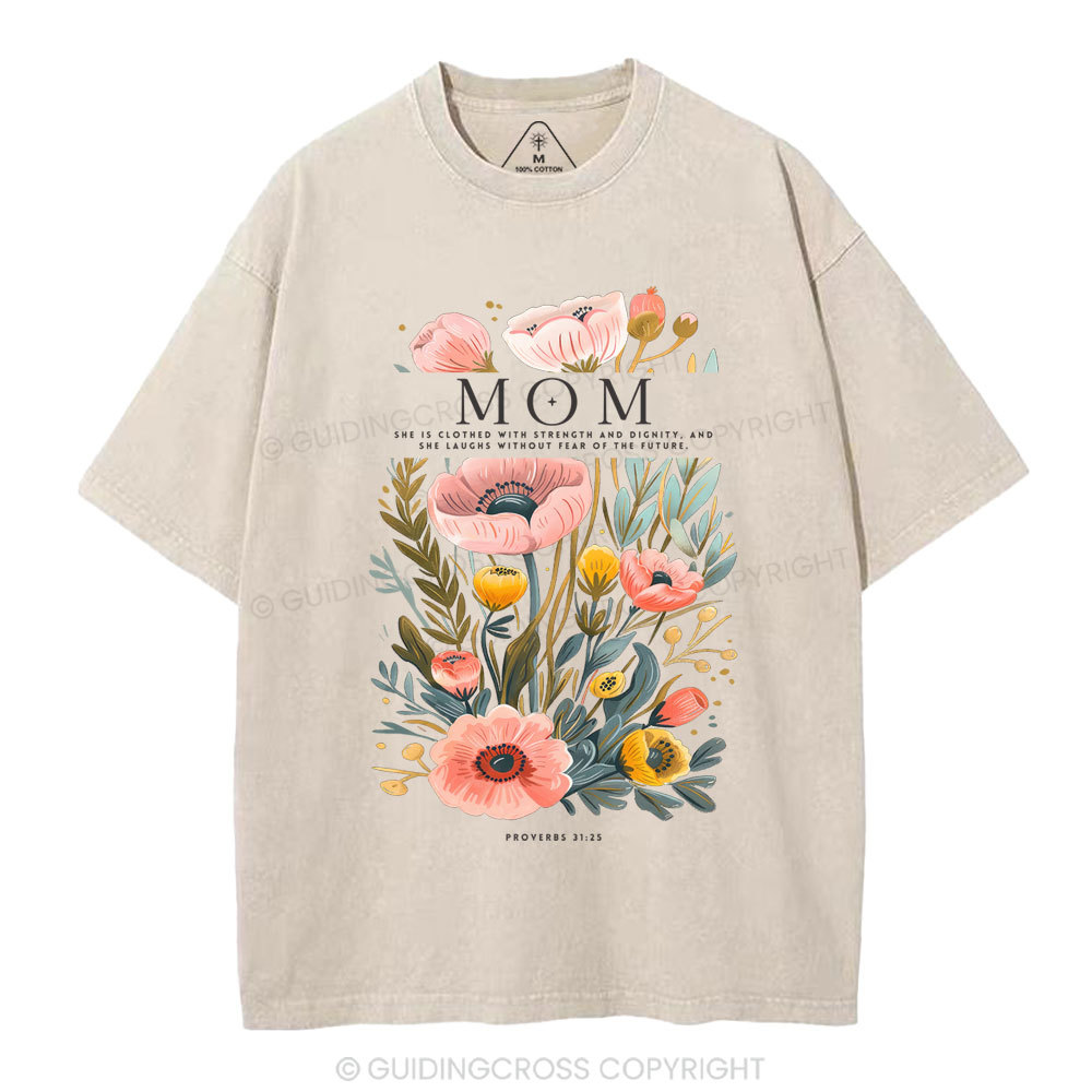 Mom Flower Christian Washed T-Shirt