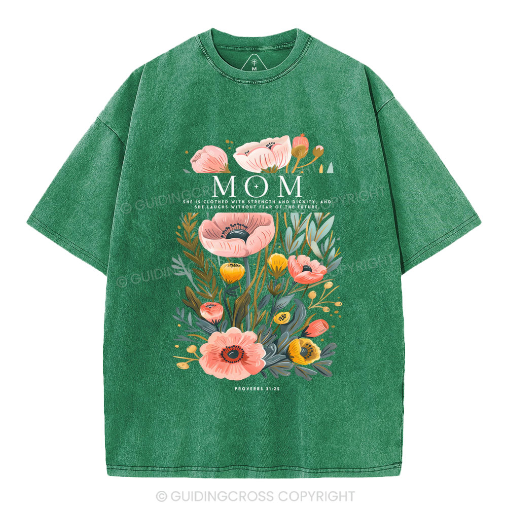 Mom Flower Christian Washed T-Shirt
