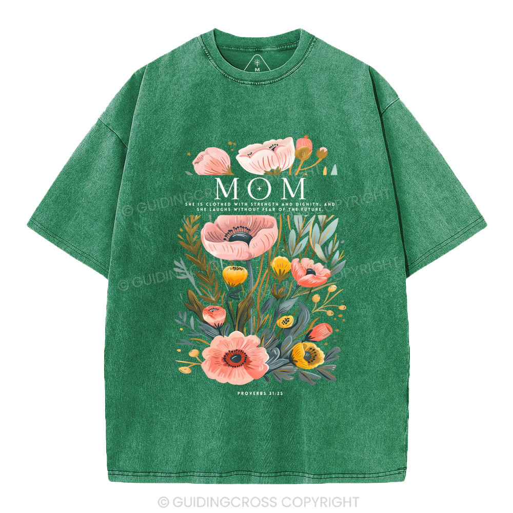 Mom Flower Christian Washed T-Shirt
