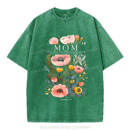 Mom Flower Christian Washed T-Shirt