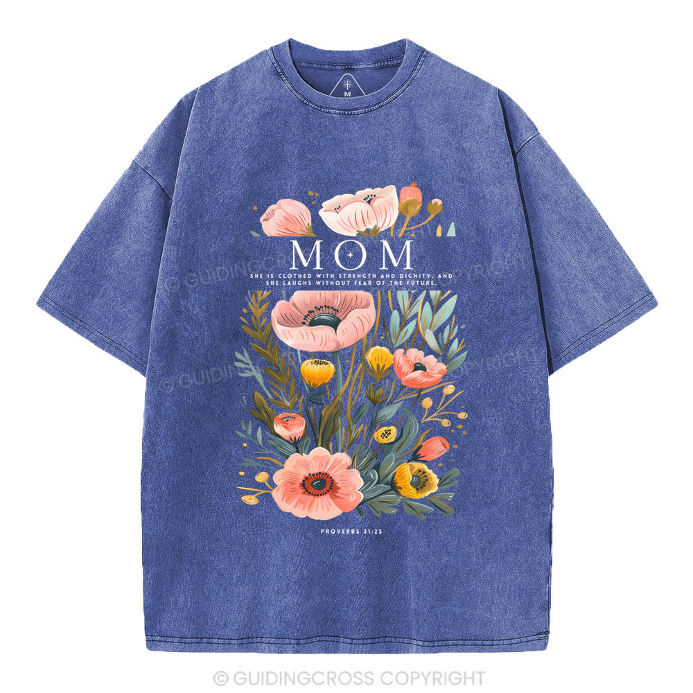 Mom Flower Christian Washed T-Shirt