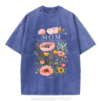 Mom Flower Christian Washed T-Shirt