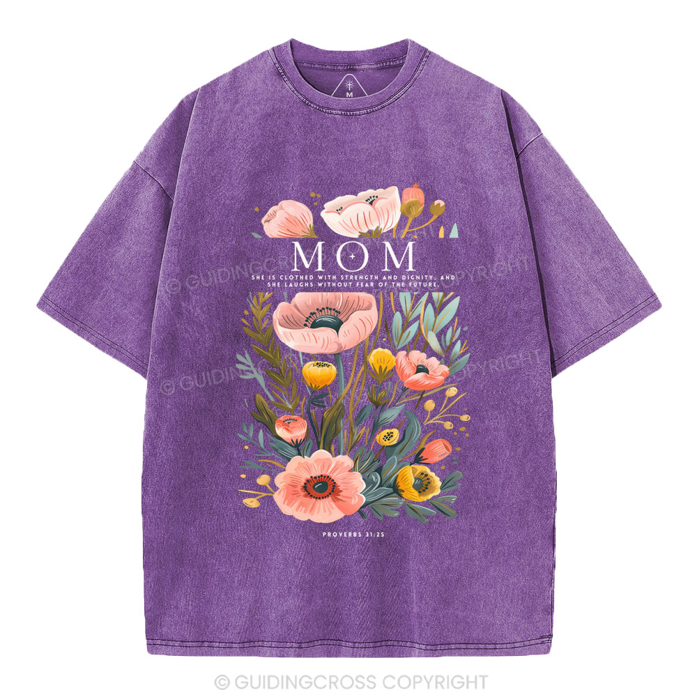 Mom Flower Christian Washed T-Shirt