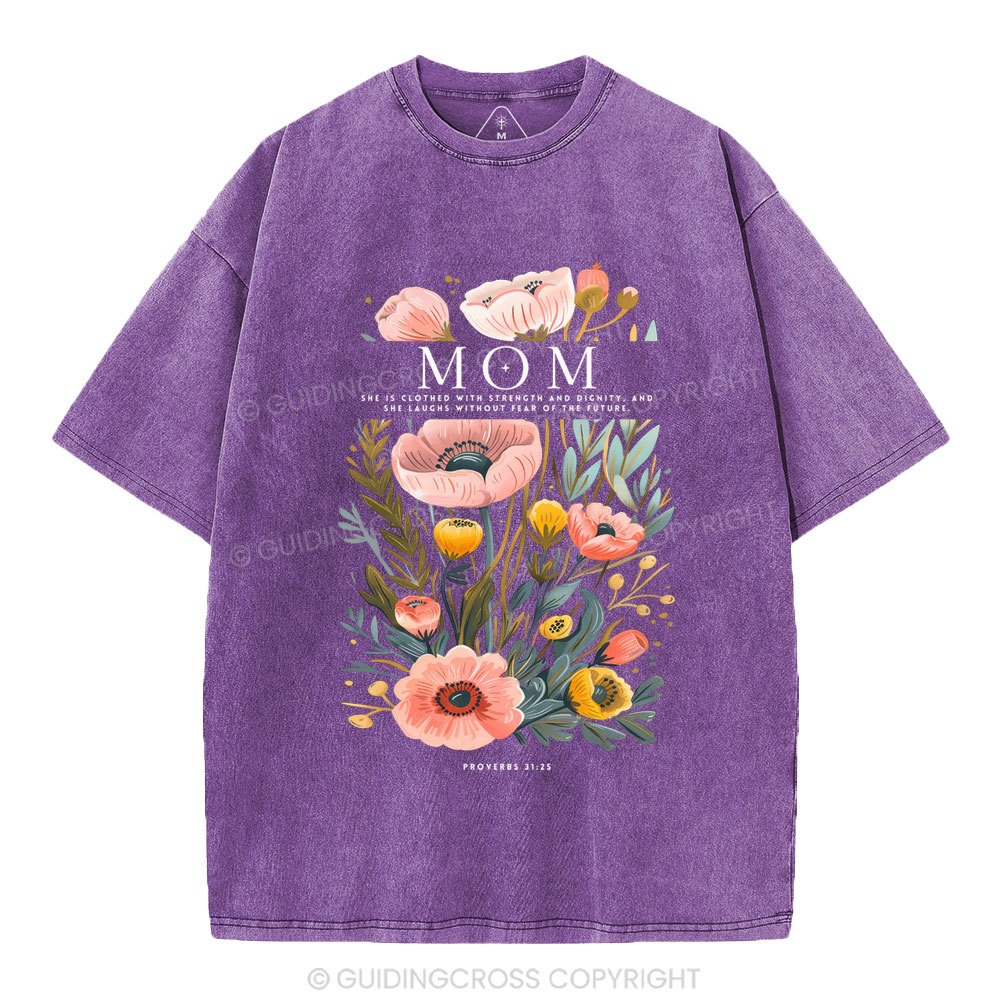 Mom Flower Christian Washed T-Shirt