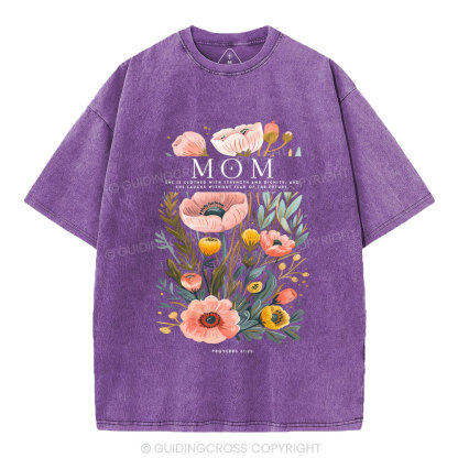 Mom Flower Christian Washed T-Shirt