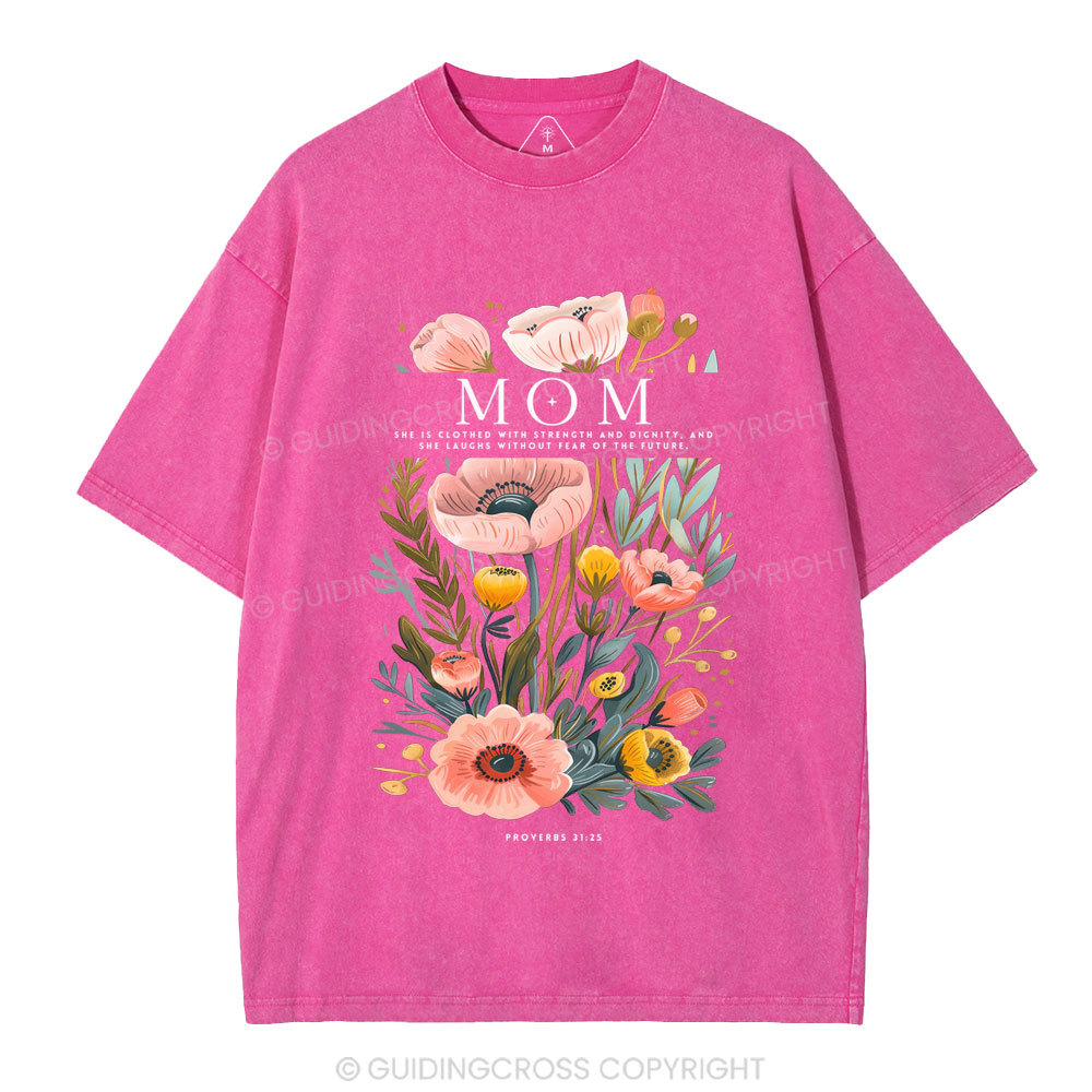 Mom Flower Christian Washed T-Shirt