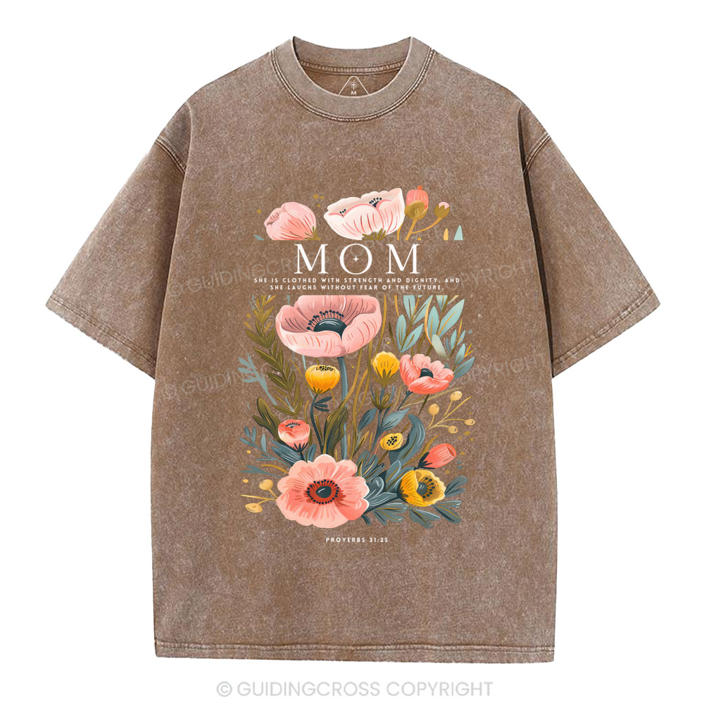 Mom Flower Christian Washed T-Shirt