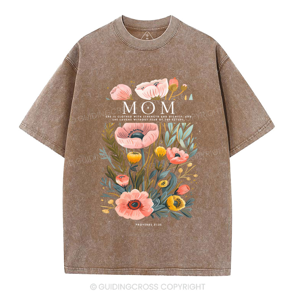 Mom Flower Christian Washed T-Shirt