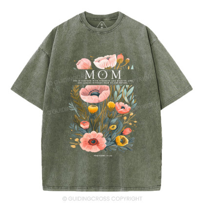 Mom Flower Christian Washed T-Shirt