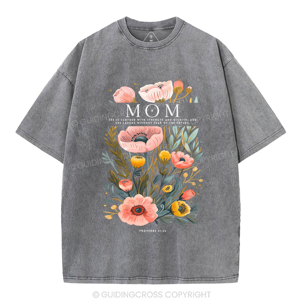 Mom Flower Christian Washed T-Shirt