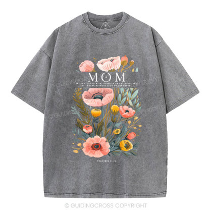 Mom Flower Christian Washed T-Shirt