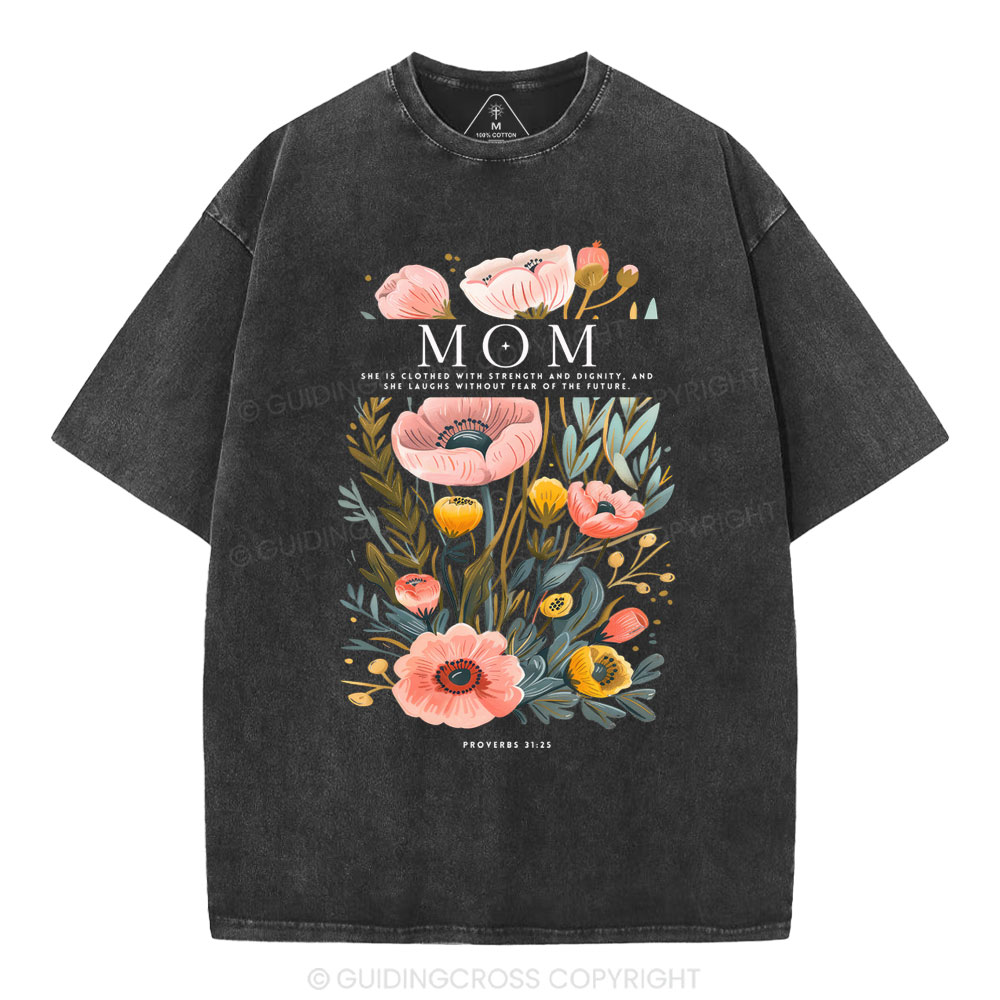 Mom Flower Christian Washed T-Shirt