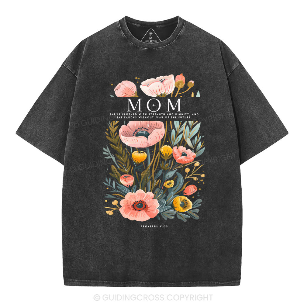 Mom Flower Christian Washed T-Shirt