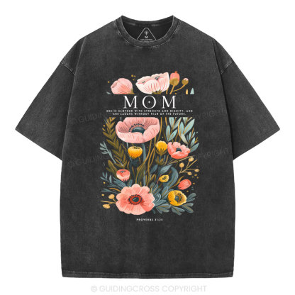Mom Flower Christian Washed T-Shirt