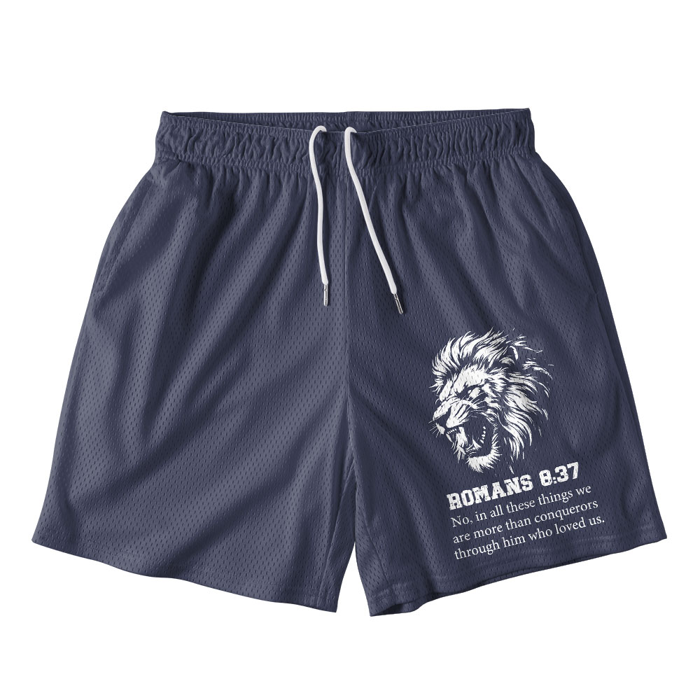 More Than Conquerors Lion Christian Mesh Shorts