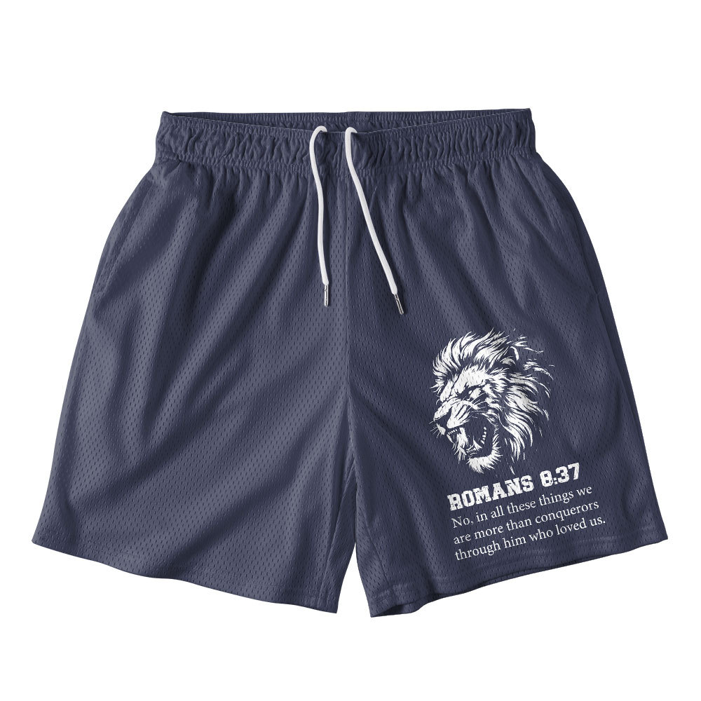 More Than Conquerors Lion Christian Mesh Shorts