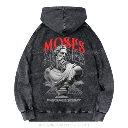 Moses - Ancient Statue Streetwear Christian Washed Hoodie