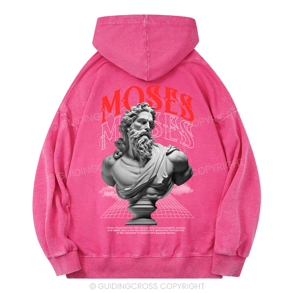 Moses - Ancient Statue Streetwear Christian Washed Hoodie
