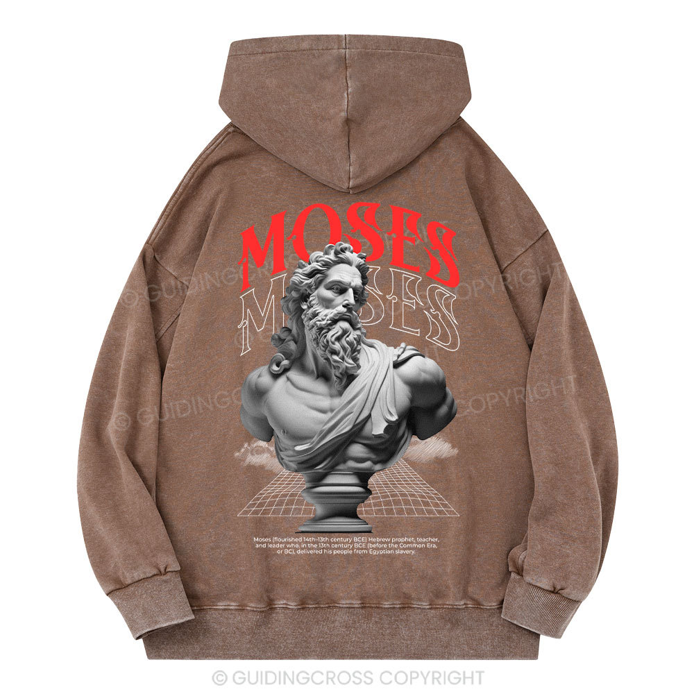 Moses - Ancient Statue Streetwear Christian Washed Hoodie