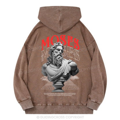 Moses - Ancient Statue Streetwear Christian Washed Hoodie