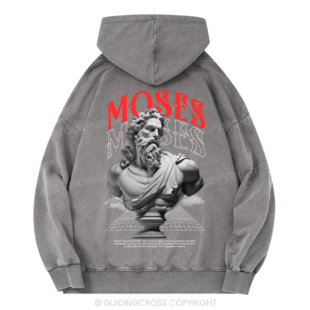 Moses - Ancient Statue Streetwear Christian Washed Hoodie