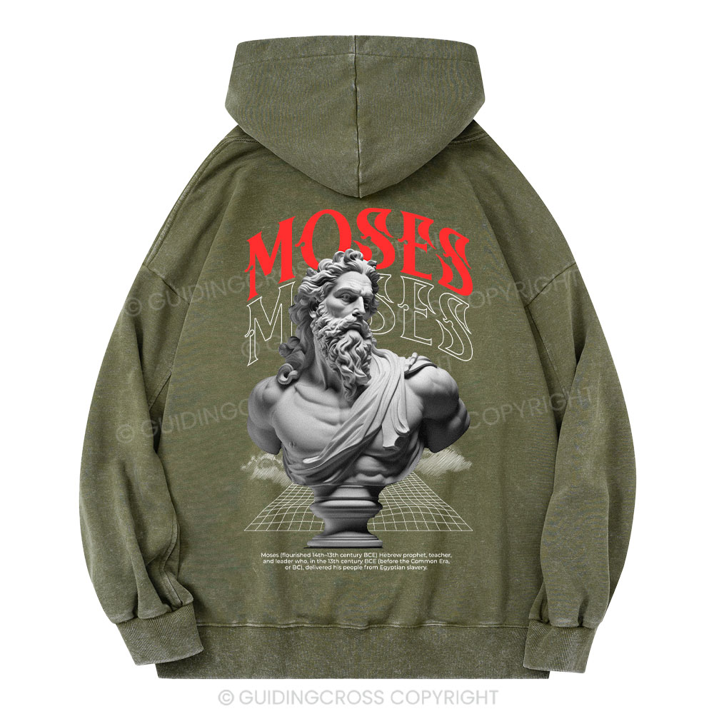 Moses - Ancient Statue Streetwear Christian Washed Hoodie