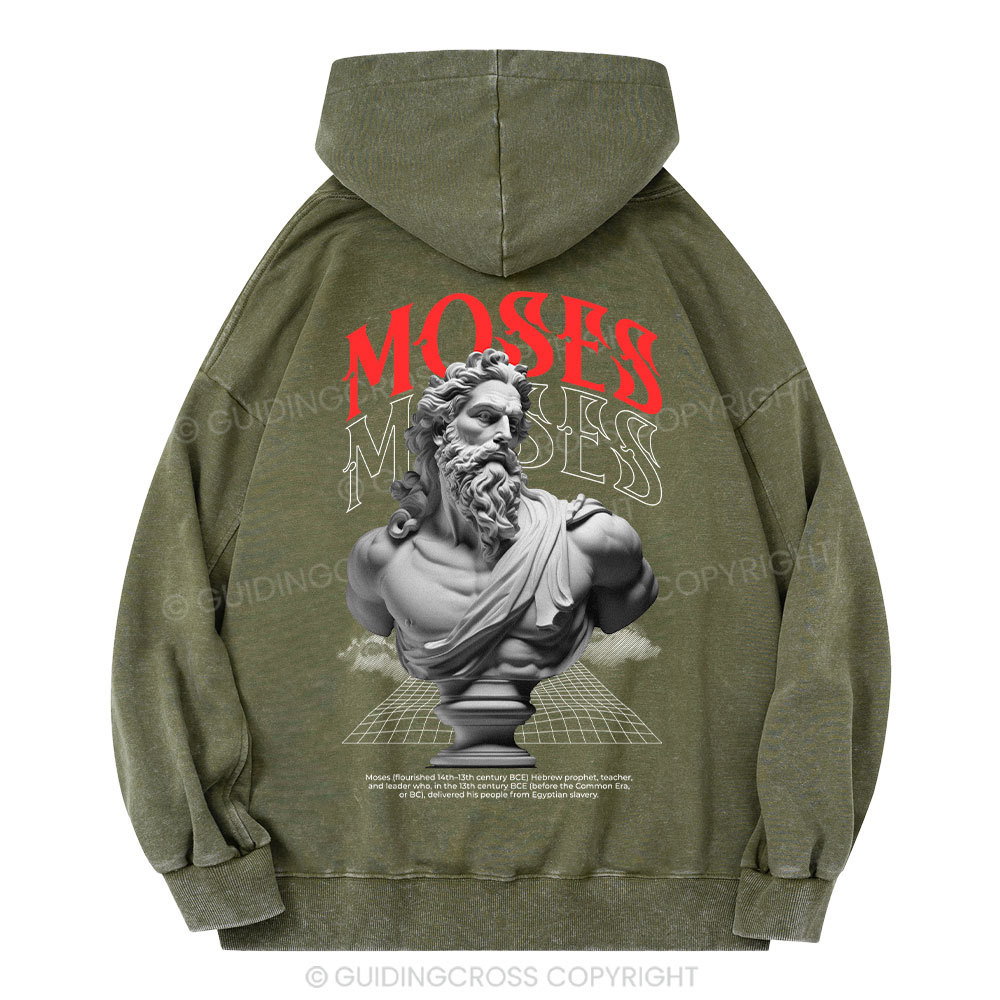 Moses - Ancient Statue Streetwear Christian Washed Hoodie