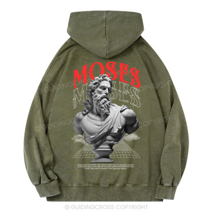 Moses - Ancient Statue Streetwear Christian Washed Hoodie