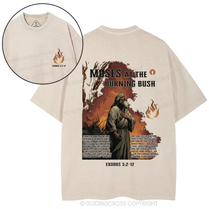 Moses At The Burning Bush Christian Washed T-Shirt