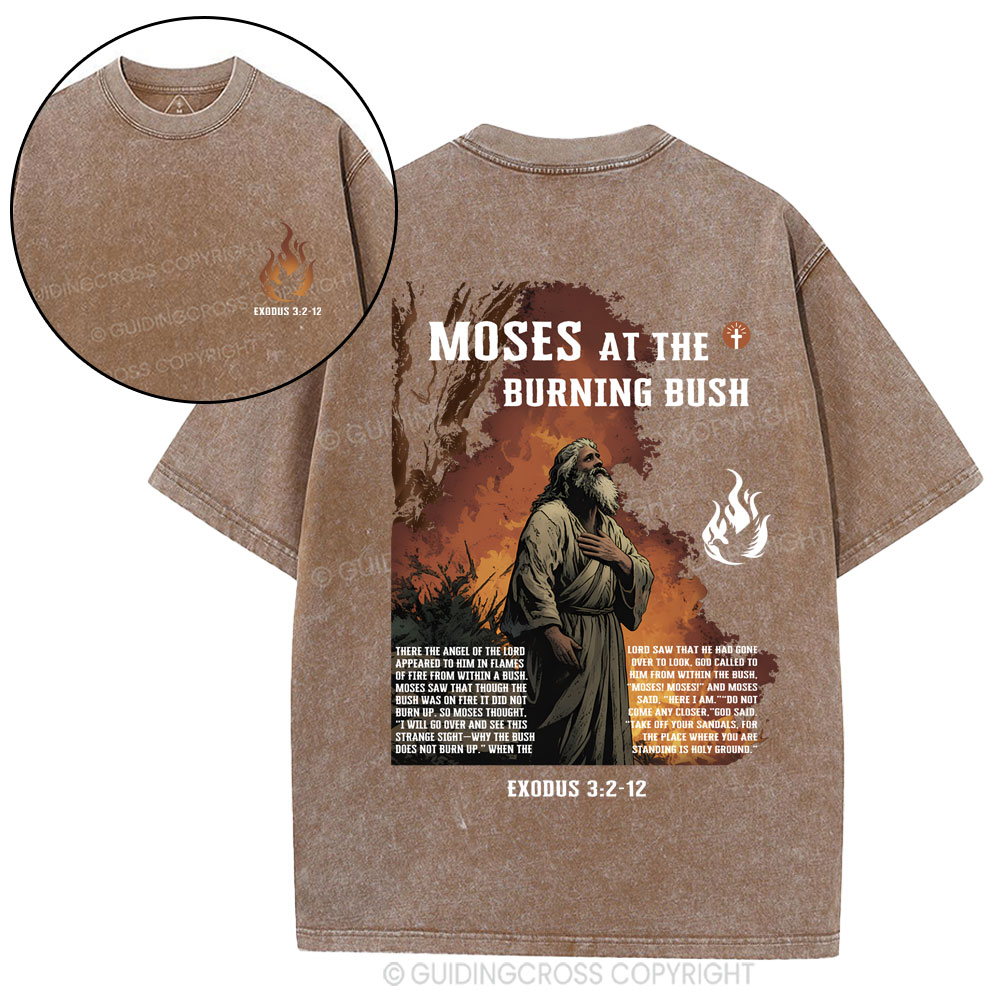 Moses At The Burning Bush Christian Washed T-Shirt