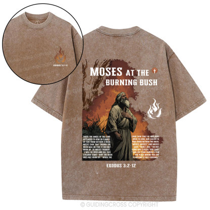 Moses At The Burning Bush Christian Washed T-Shirt