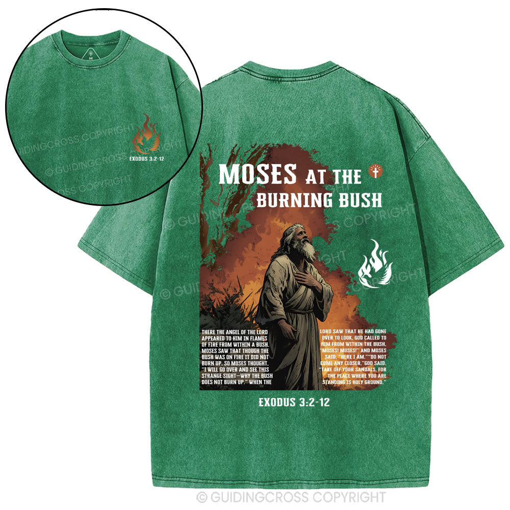 Moses At The Burning Bush Christian Washed T-Shirt