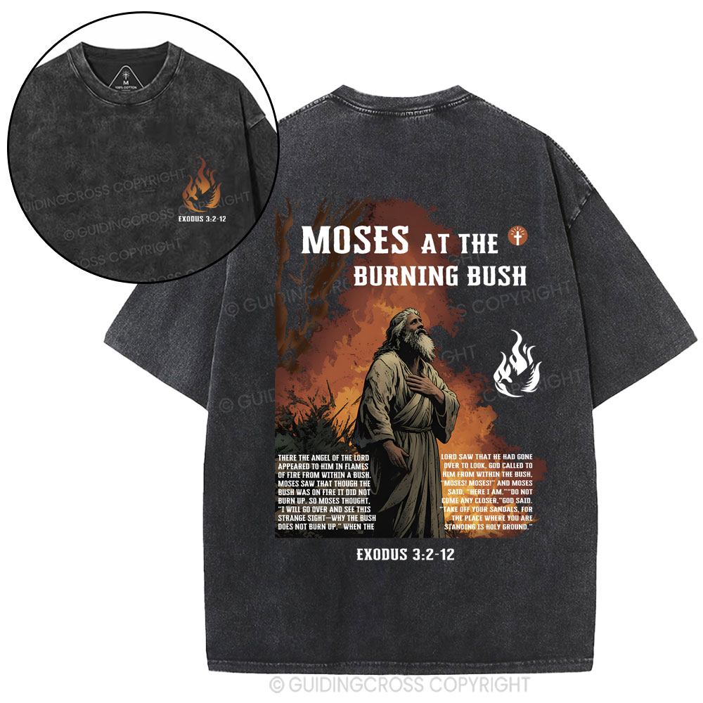 Moses At The Burning Bush Christian Washed T-Shirt