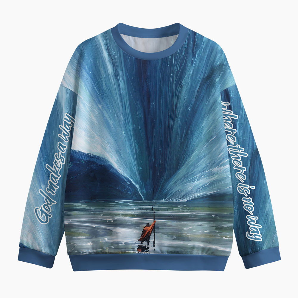 Moses Parting Red Sea Christian Structured Scuba Sweatshirt