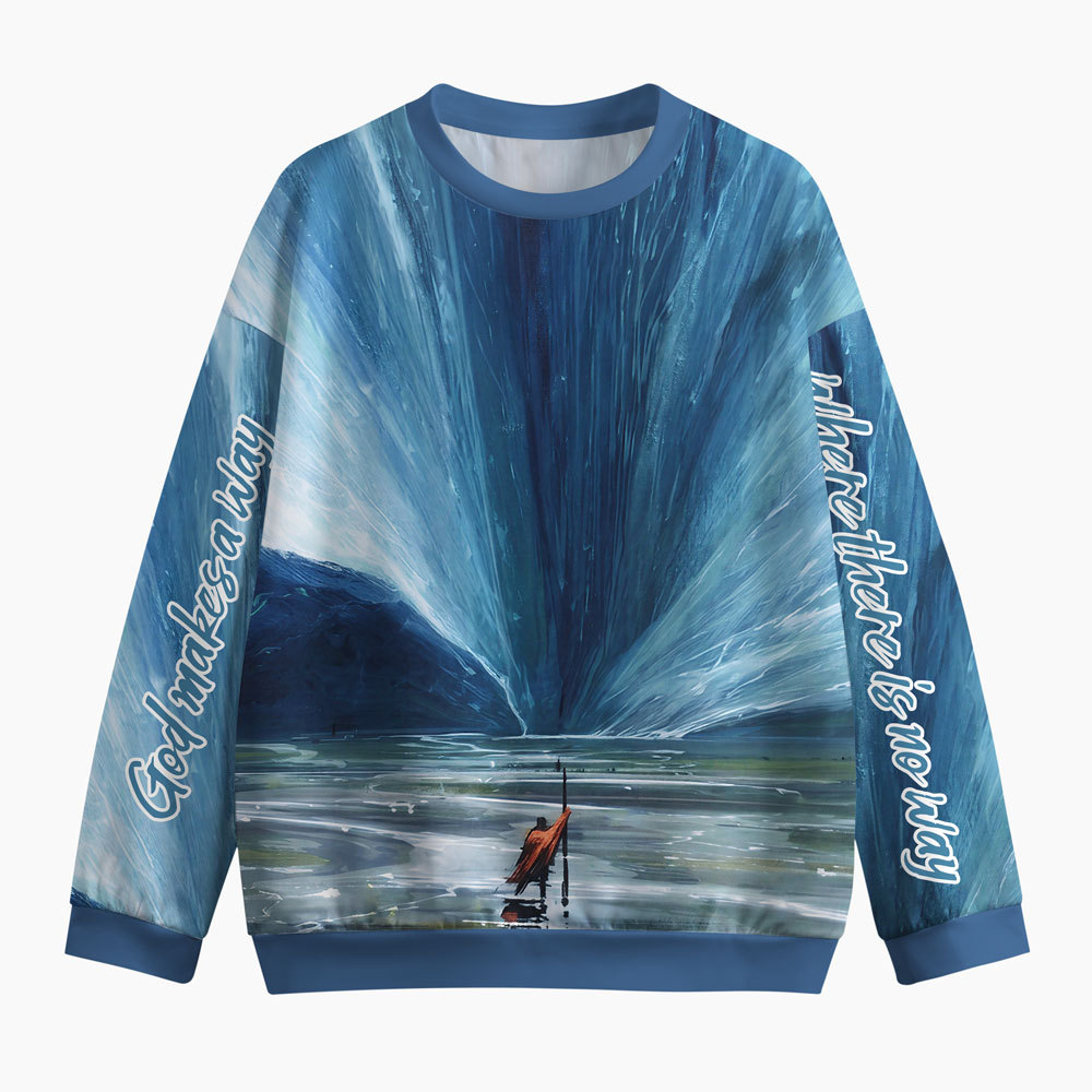 Moses Parting Red Sea Christian Structured Scuba Sweatshirt