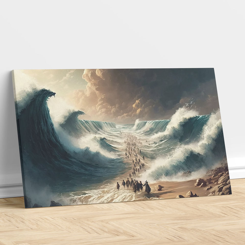 Moses Parting the Red Sea Christian Canvas Wall Art