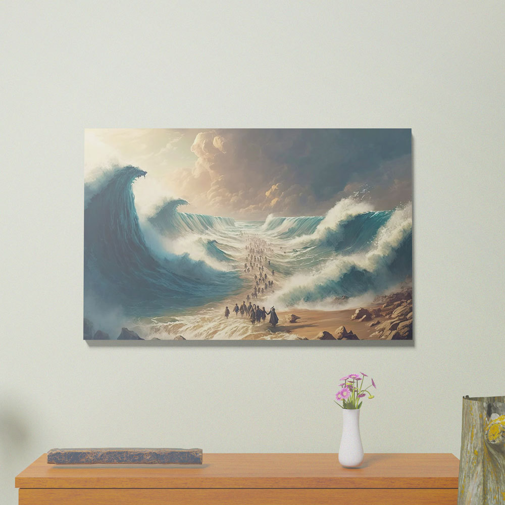 Moses Parting the Red Sea Christian Canvas Wall Art