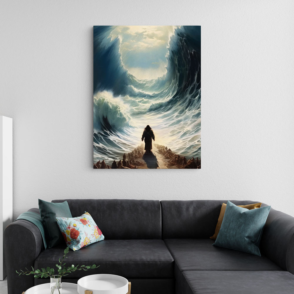 Moses Parting the Red Sea Christian DIY Canvas Wall Art