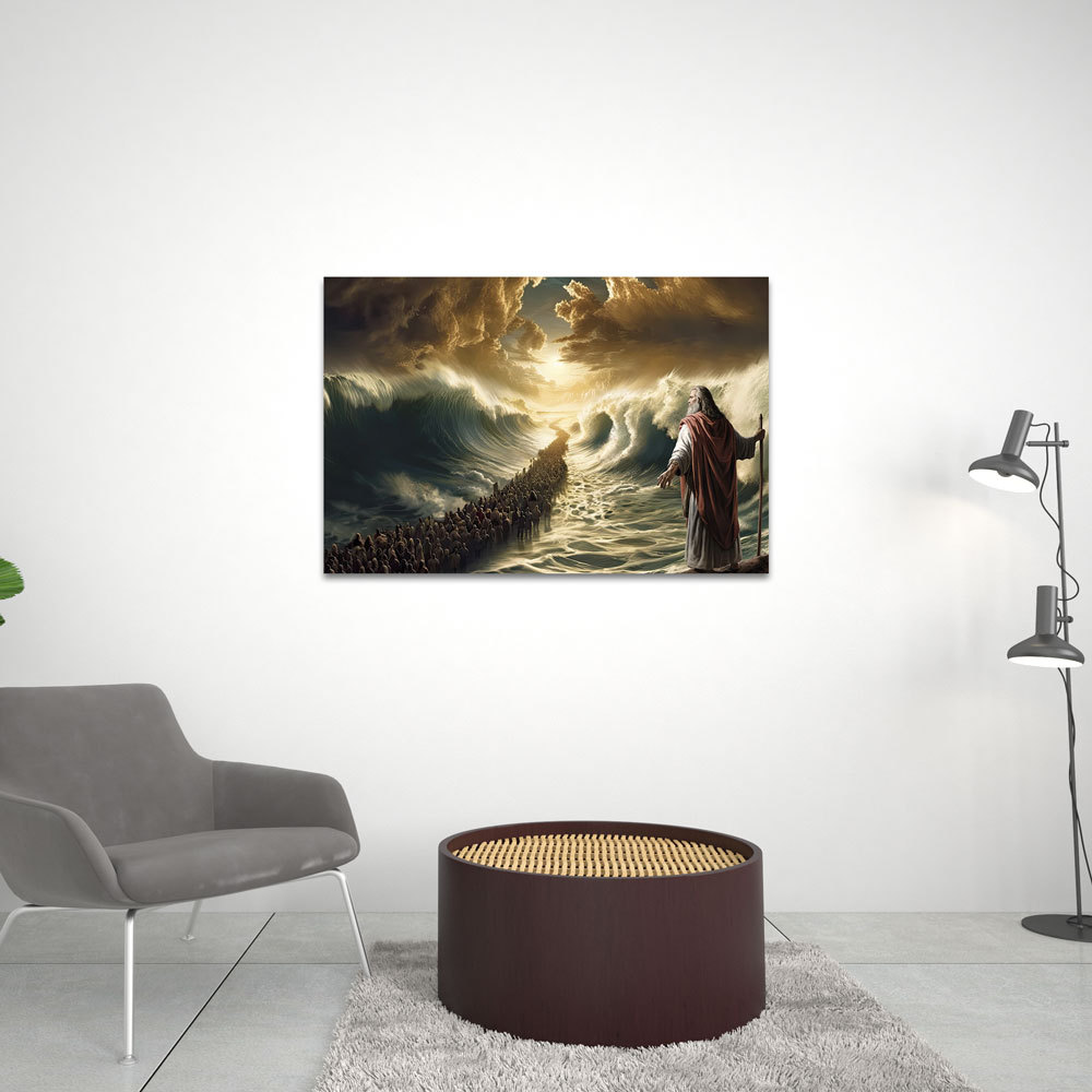 Moses Parting the Red Sea DIY Christian Canvas Wall Art