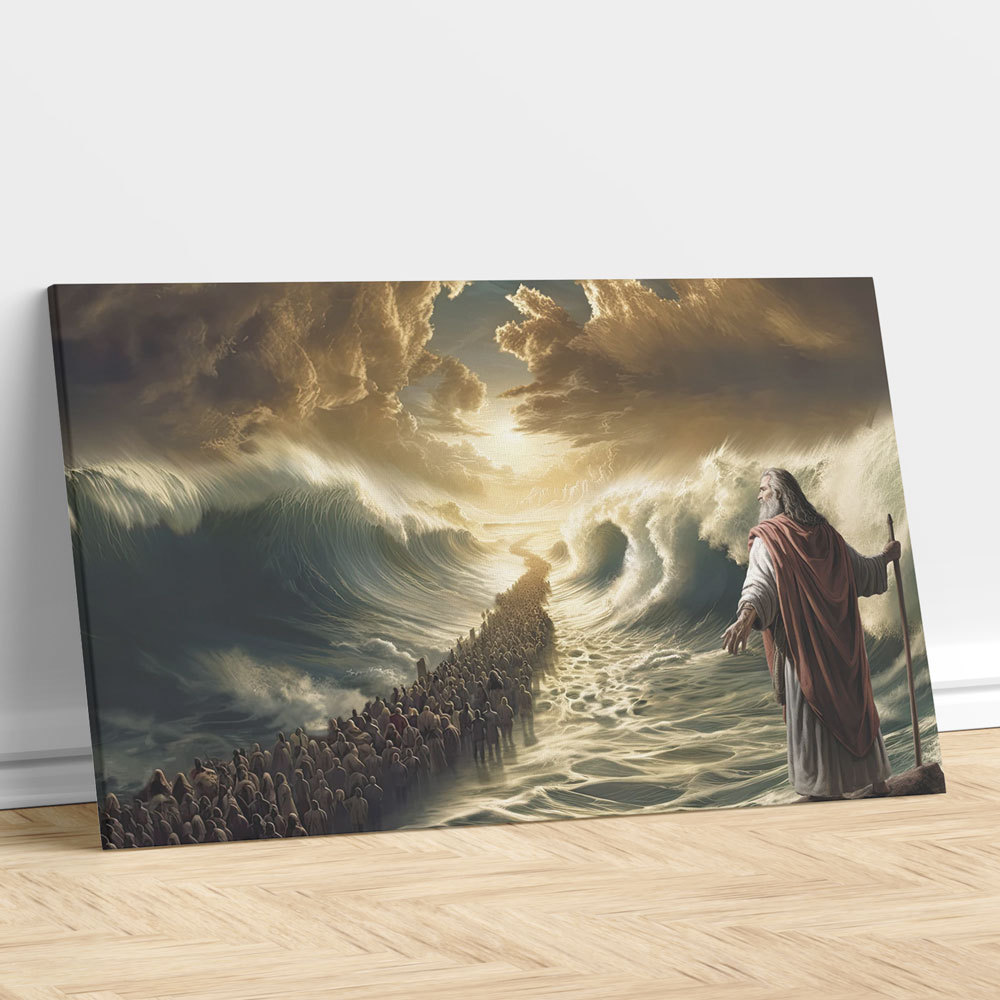 Moses Parting the Red Sea DIY Christian Canvas Wall Art