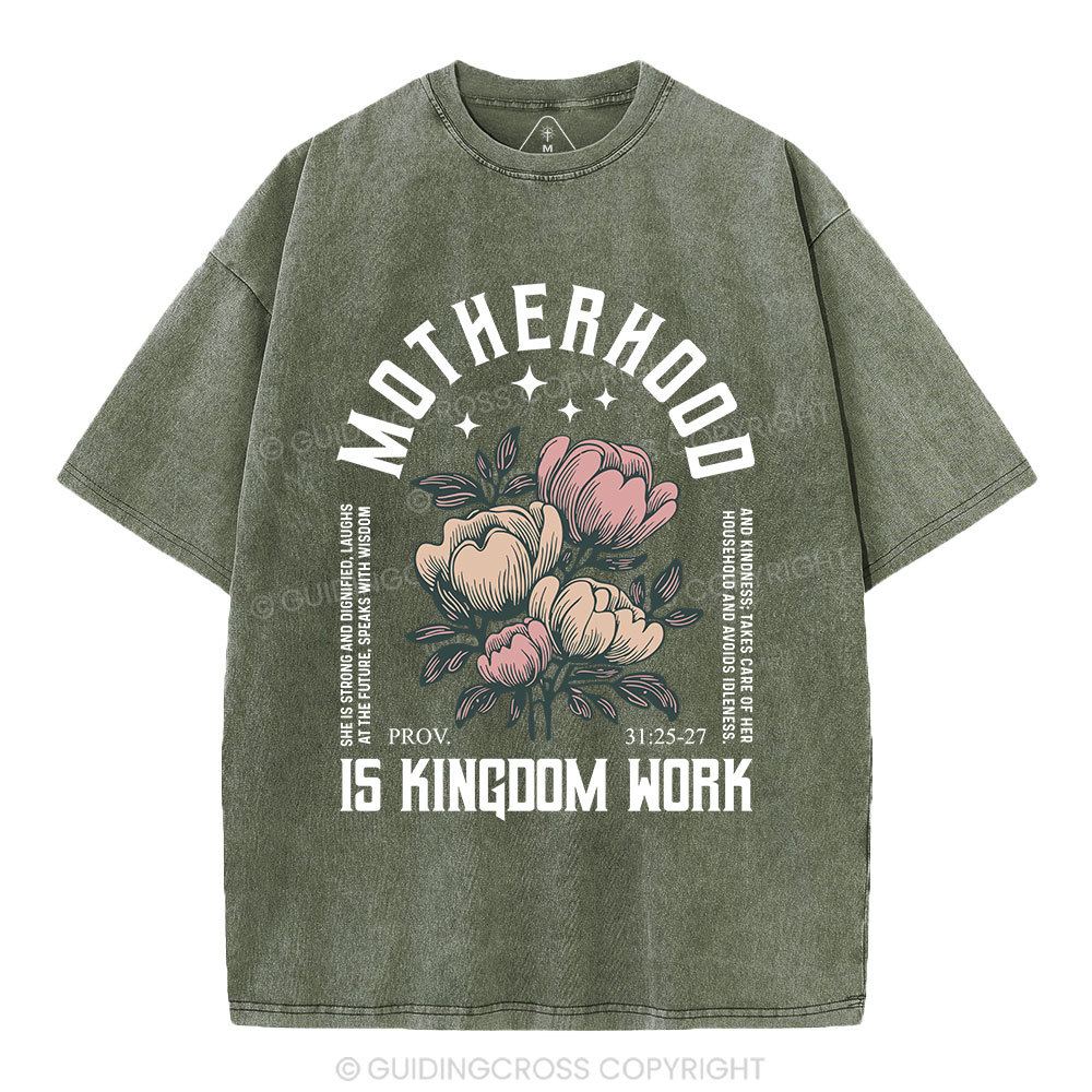 MotherHood Is Kingdom Work Christian Washed T-Shirt