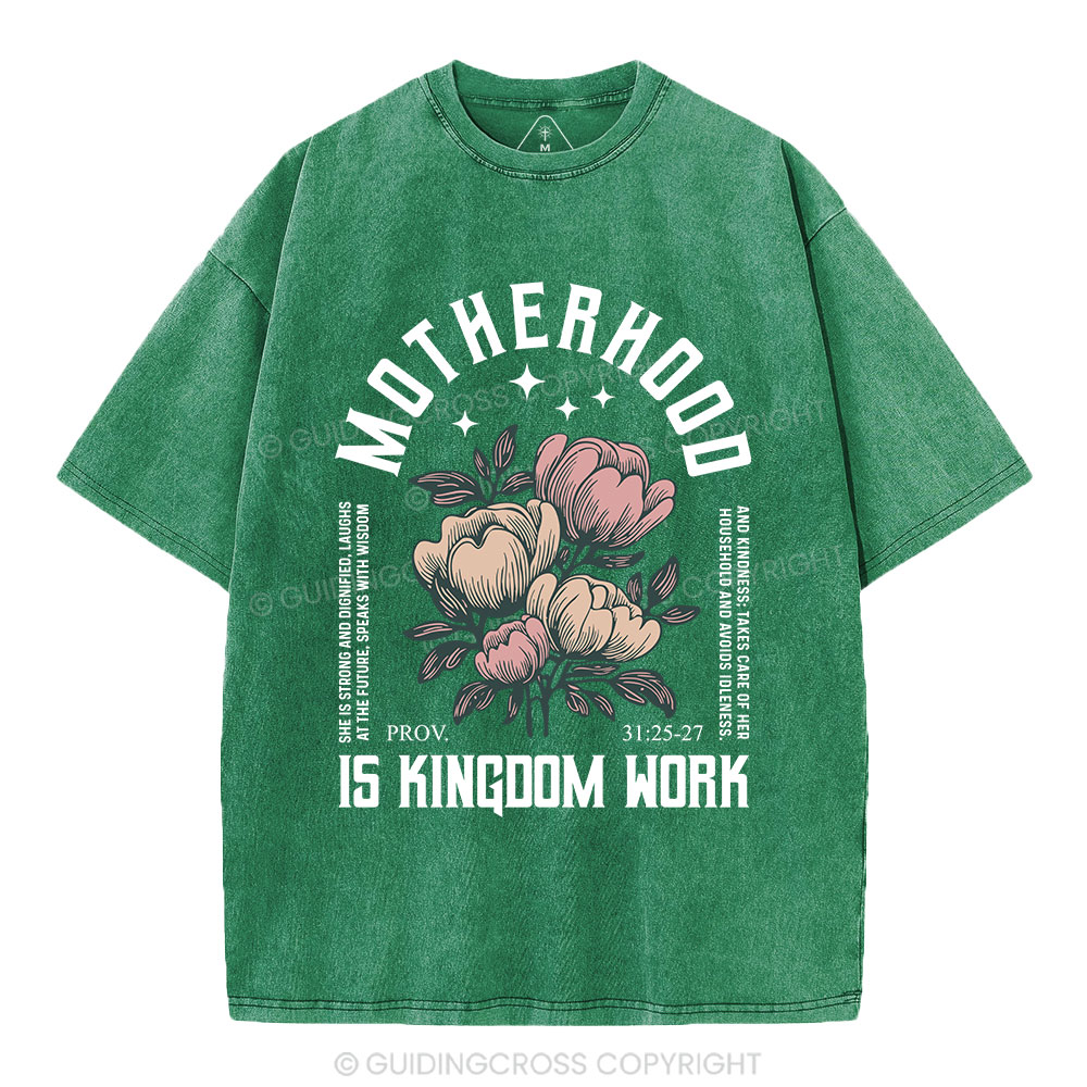 MotherHood Is Kingdom Work Christian Washed T-Shirt